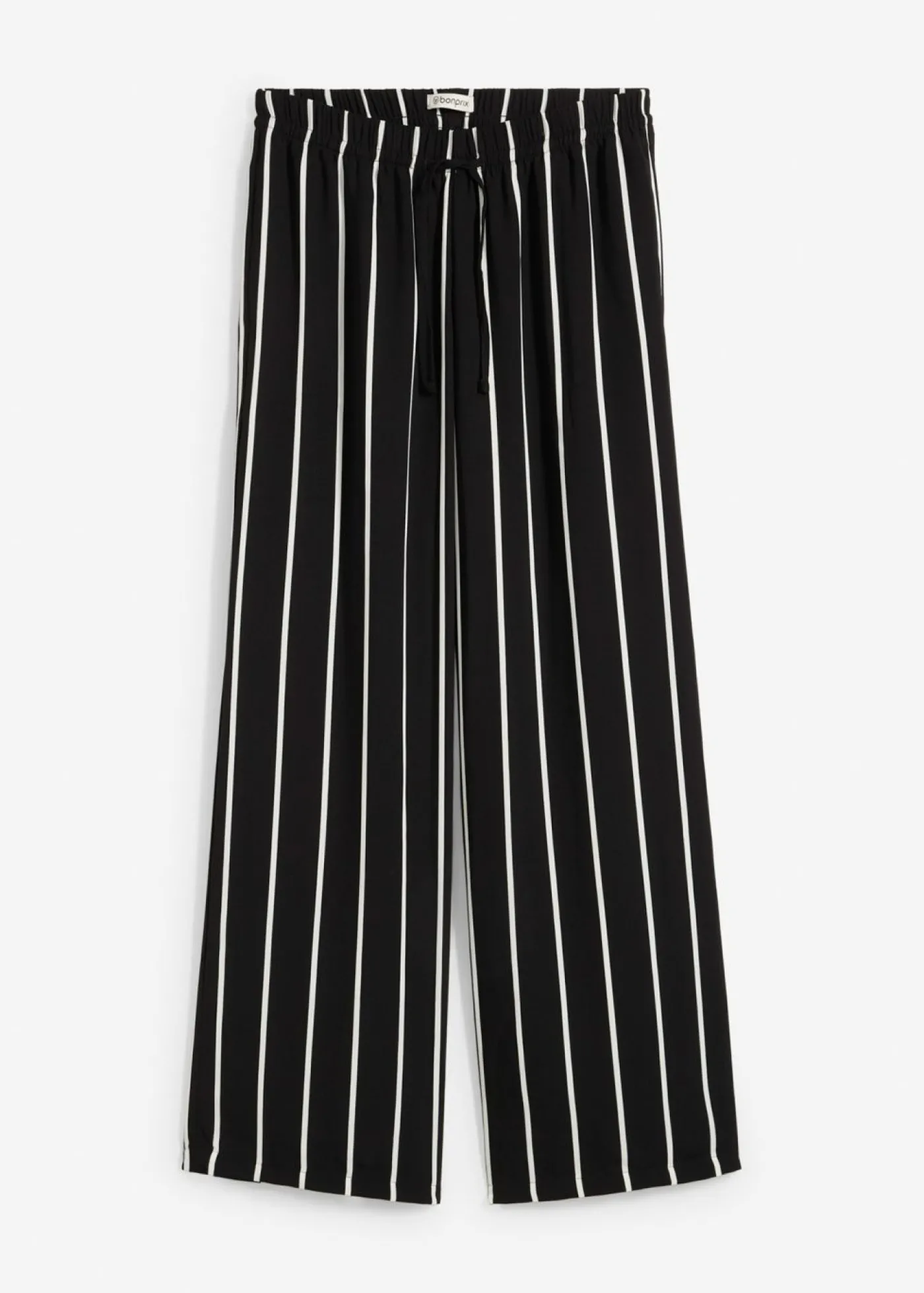 bonprix bonprix Pantalón Marlene con cintura elástica negro-blanco lana con rayas