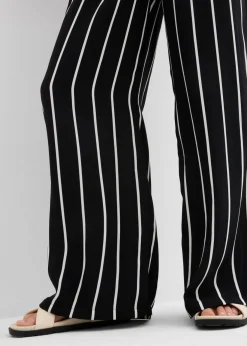 bonprix bonprix Pantalón Marlene con cintura elástica negro-blanco lana con rayas