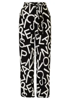 bonprix bonprix Pantalón Marlene con cinturón Negro-blanco Online