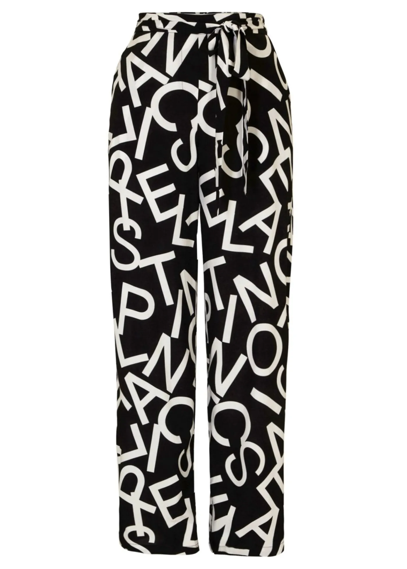 bonprix bonprix Pantalón Marlene con cinturón Negro-blanco Online