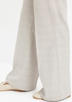 bonprix bonprix Pantalón Marlene con viscosa de cuadro galés Gris claro/rosa claro de cuadros Clearance