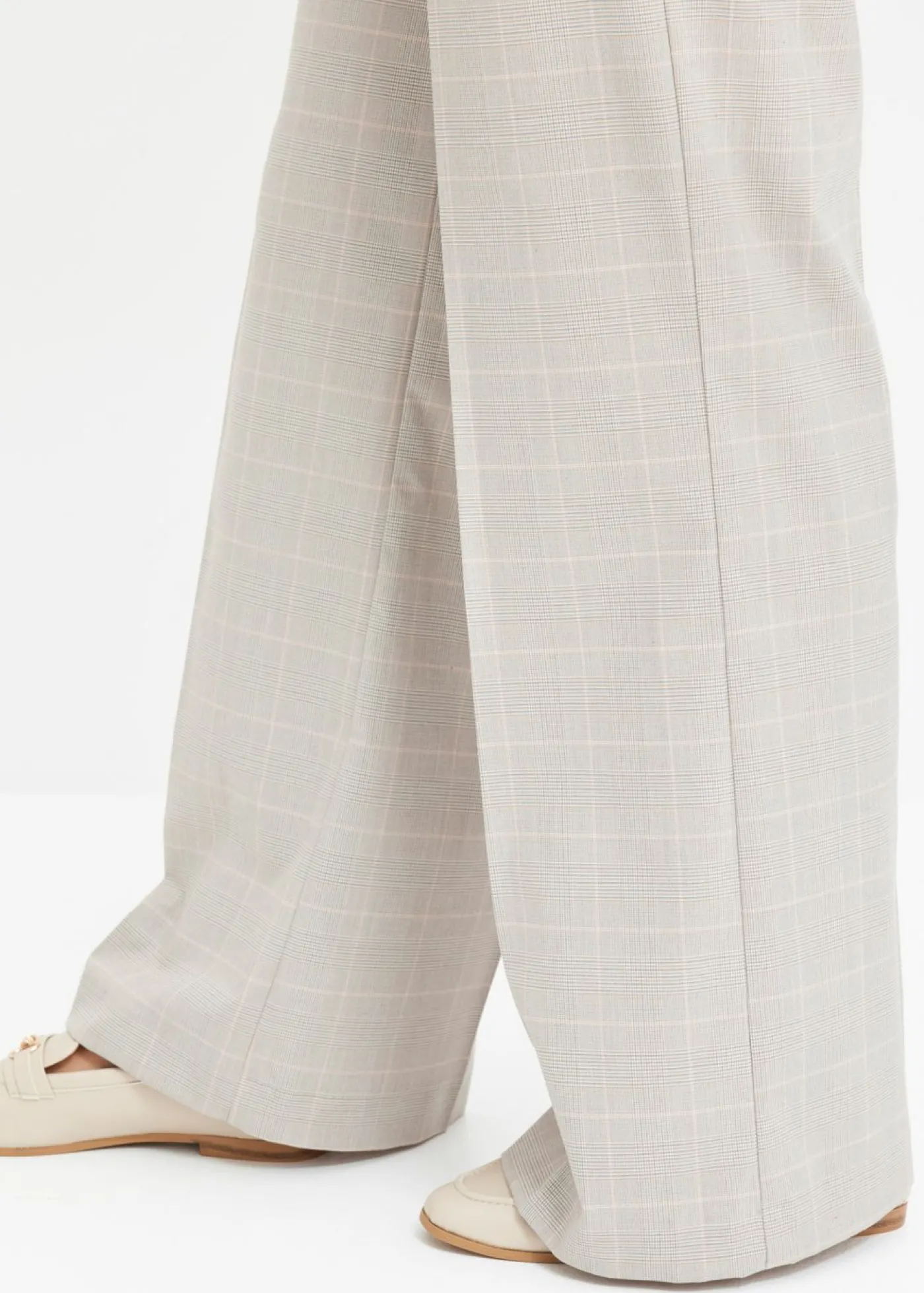 bonprix bonprix Pantalón Marlene con viscosa de cuadro galés Gris claro/rosa claro de cuadros Clearance