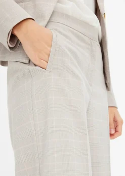 bonprix bonprix Pantalón Marlene con viscosa de cuadro galés Gris claro/rosa claro de cuadros Clearance