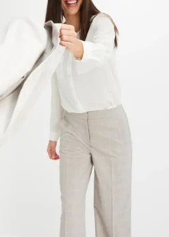 bonprix bonprix Pantalón Marlene con viscosa de cuadro galés Gris claro/rosa claro de cuadros Clearance
