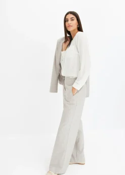 bonprix bonprix Pantalón Marlene con viscosa de cuadro galés Gris claro/rosa claro de cuadros Clearance