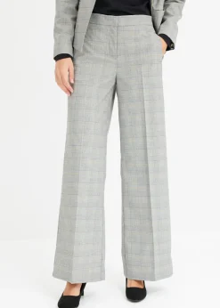 bonprix bonprix Pantalón Marlene con viscosa de cuadro galés Negro-arena de cuadros Best