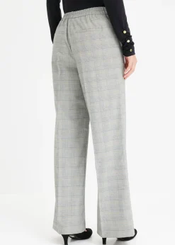 bonprix bonprix Pantalón Marlene con viscosa de cuadro galés Negro-arena de cuadros Best