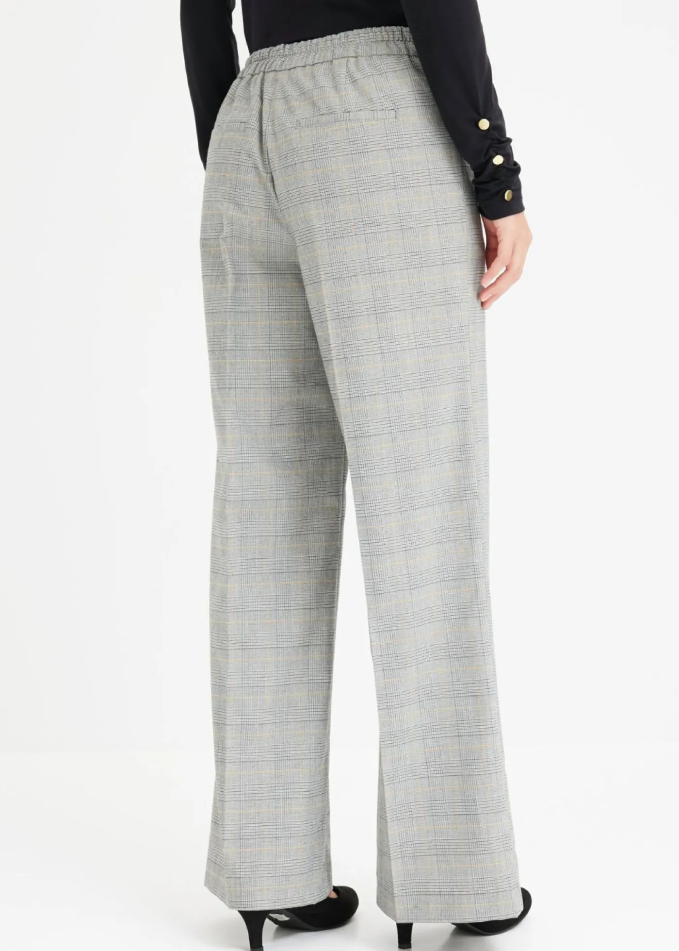 bonprix bonprix Pantalón Marlene con viscosa de cuadro galés Negro-arena de cuadros Best