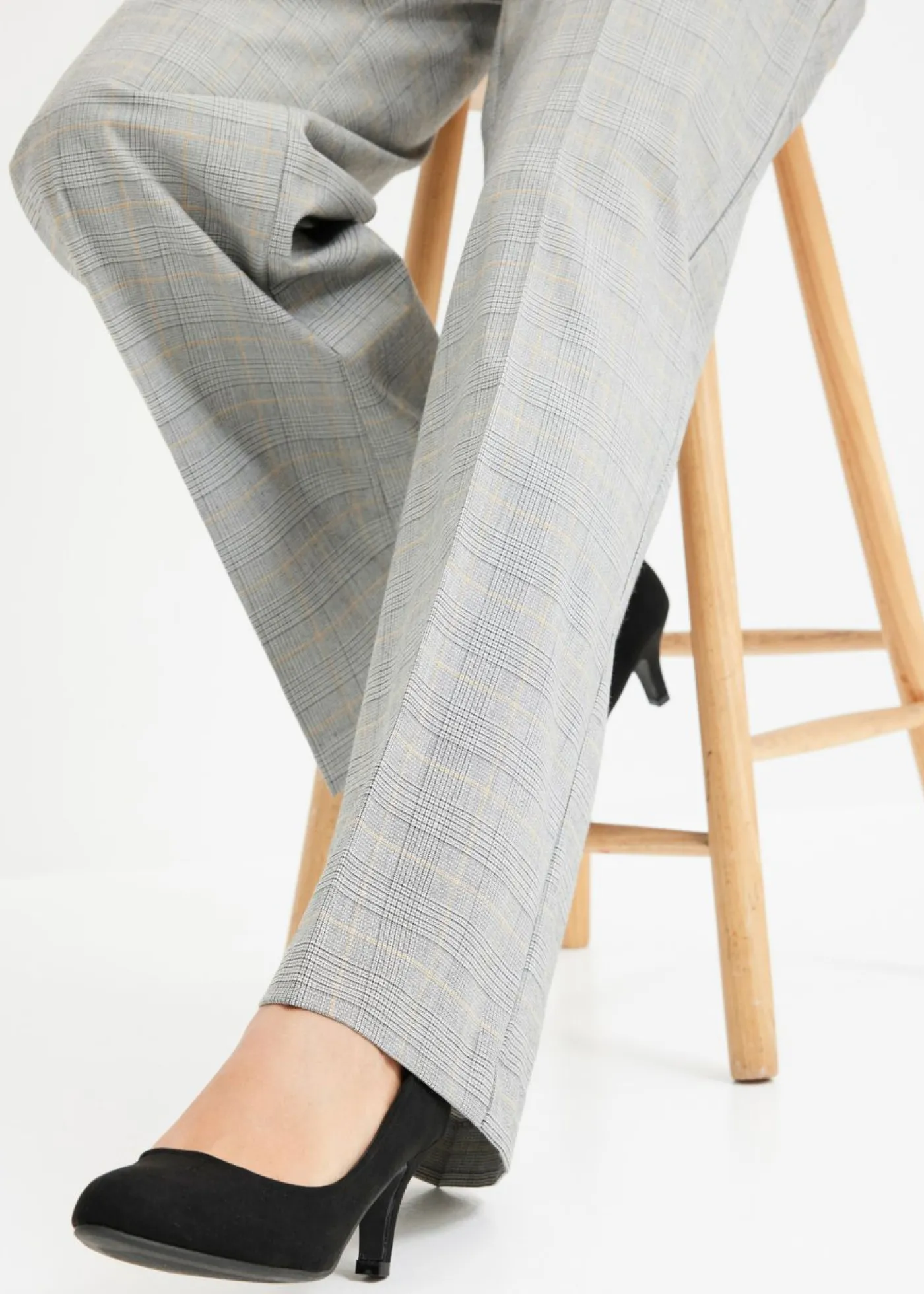 bonprix bonprix Pantalón Marlene con viscosa de cuadro galés Negro-arena de cuadros Best