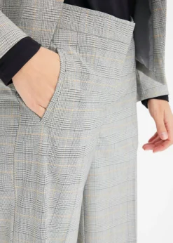 bonprix bonprix Pantalón Marlene con viscosa de cuadro galés Negro-arena de cuadros Best