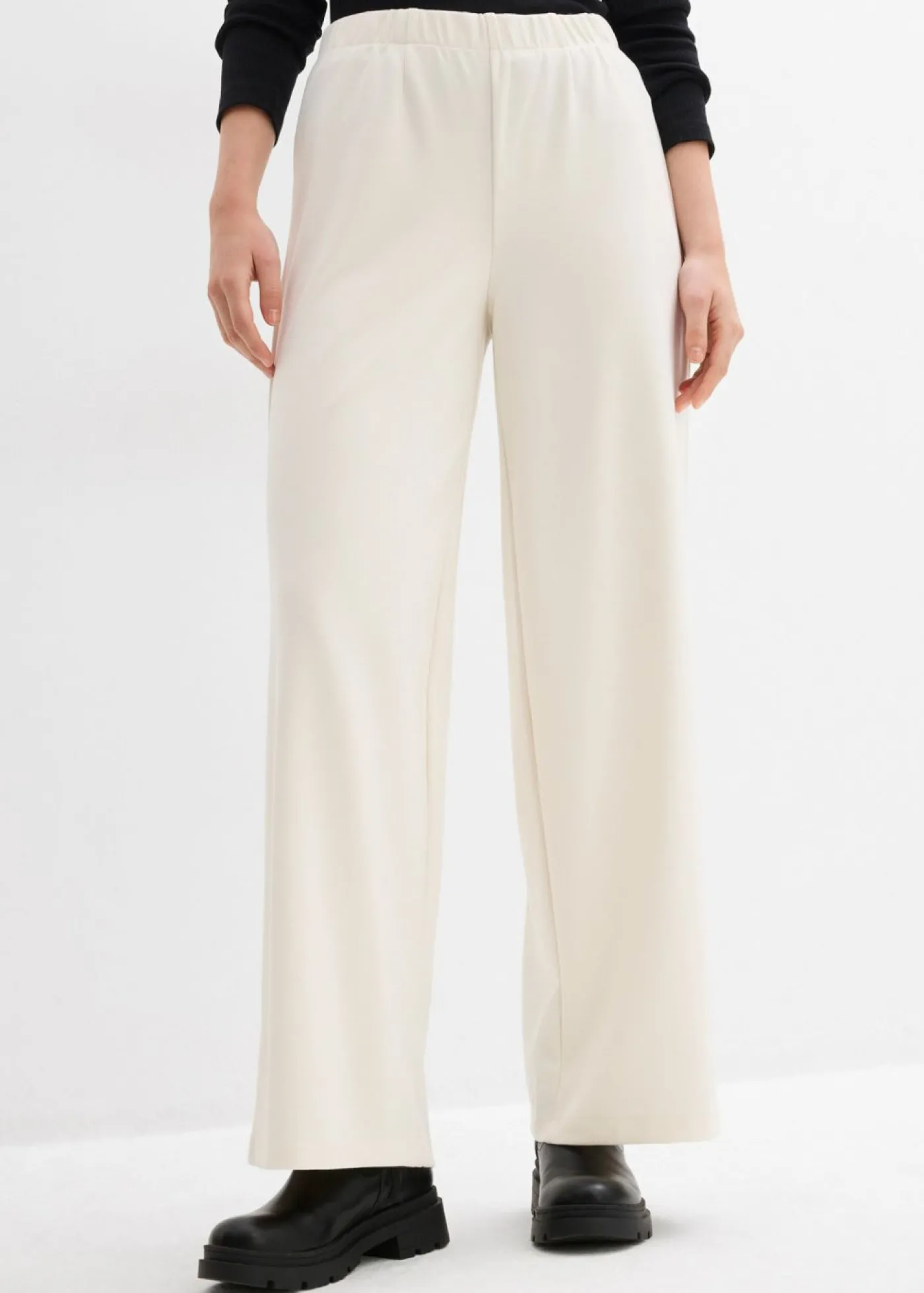 bonprix bonprix Pantalón Marlene de cómodo tejido Punto di Roma blanco perla Best