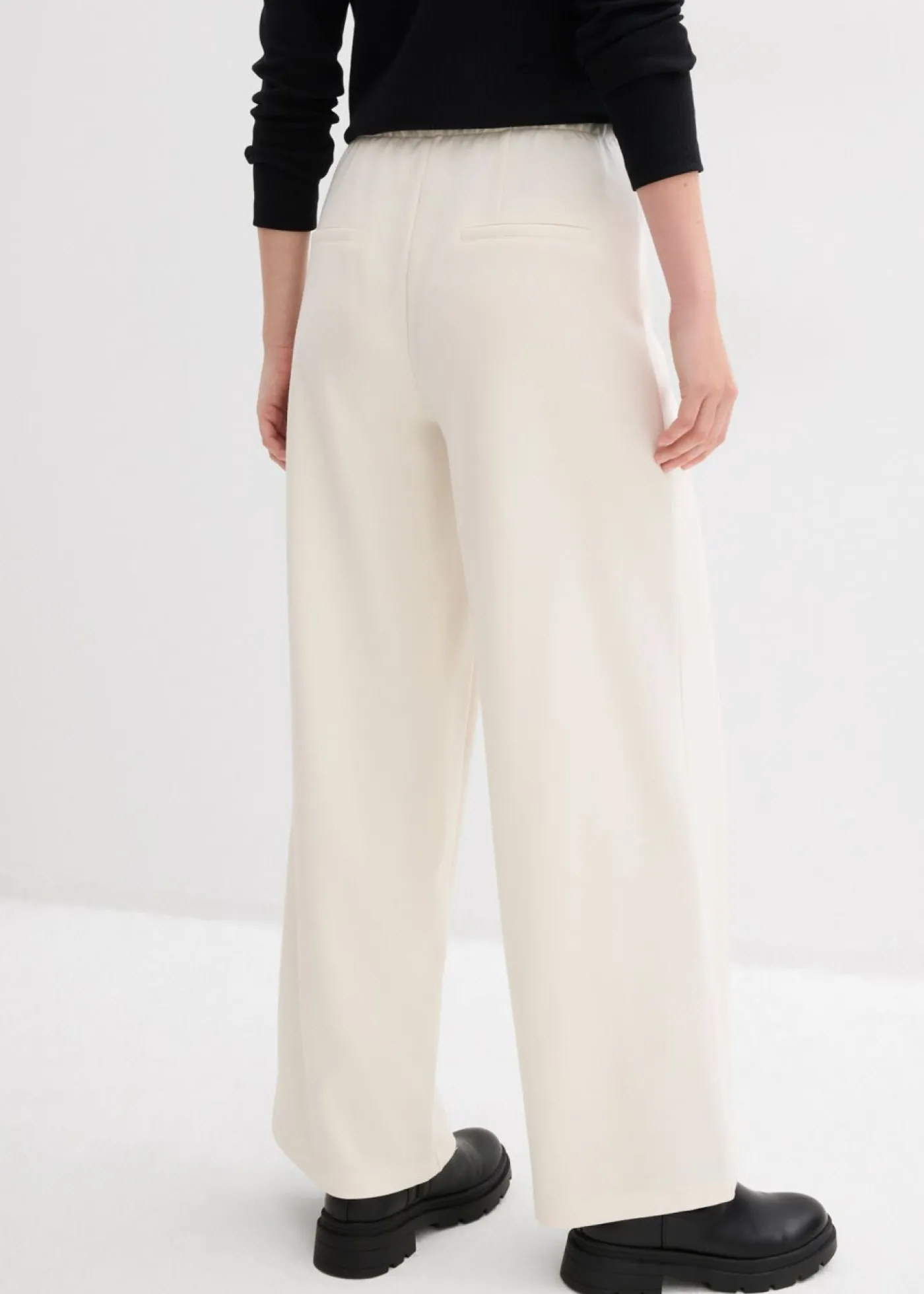 bonprix bonprix Pantalón Marlene de cómodo tejido Punto di Roma blanco perla Best