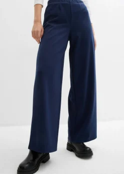 bonprix bonprix Pantalón Marlene de cómodo tejido Punto di Roma Azul marino