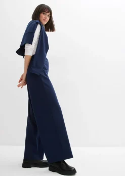 bonprix bonprix Pantalón Marlene de cómodo tejido Punto di Roma Azul marino