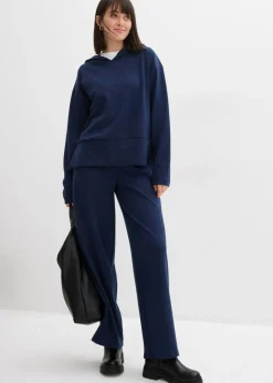 bonprix bonprix Pantalón Marlene de cómodo tejido Punto di Roma Azul marino