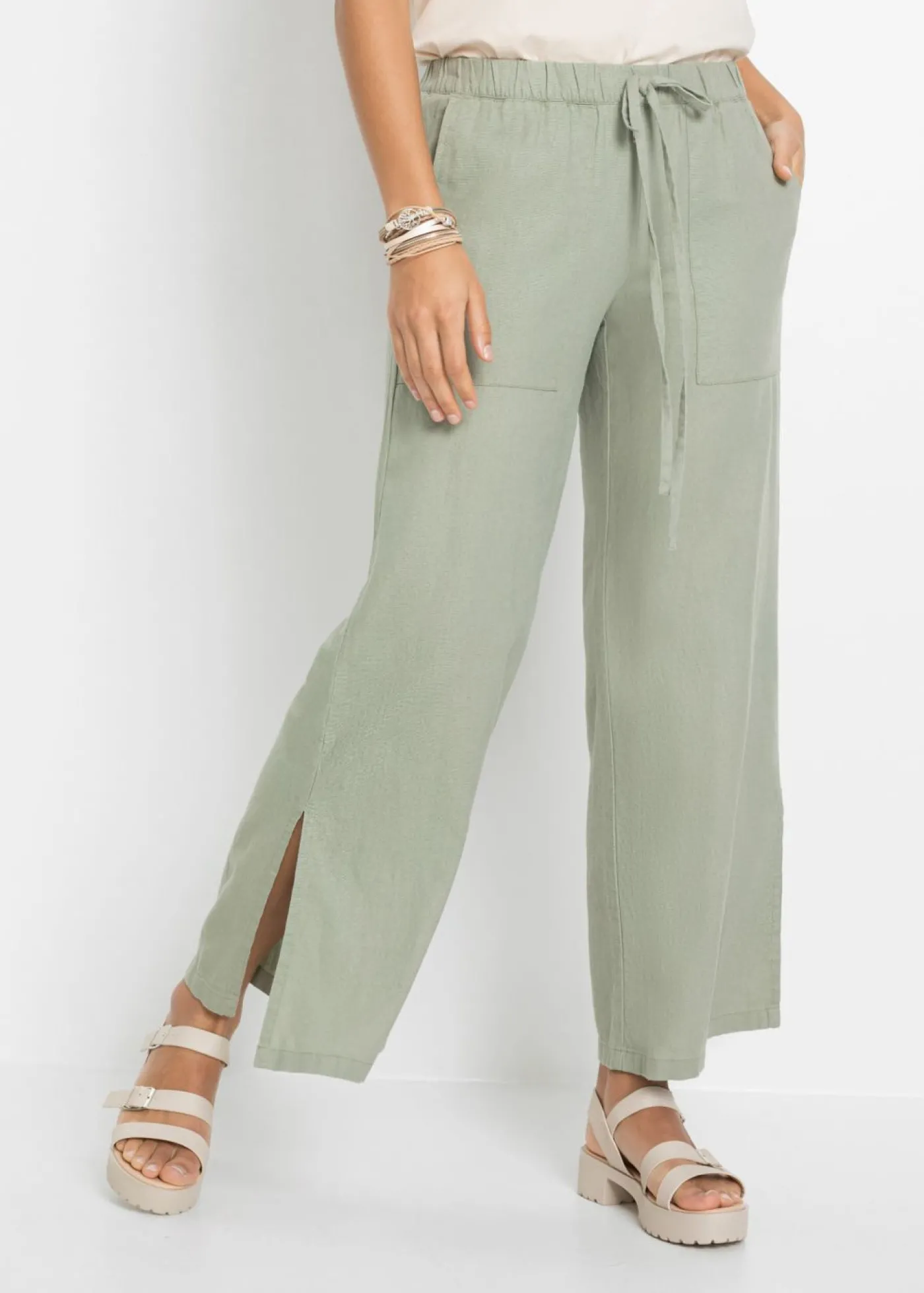 bonprix bonprix Pantalón Marlene de lino Verde New