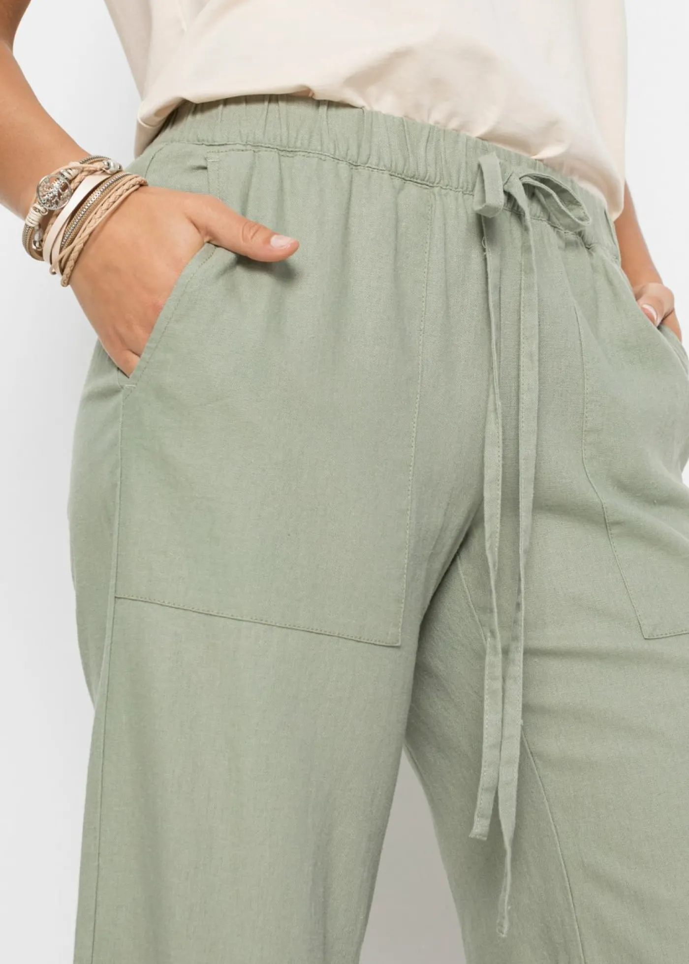 bonprix bonprix Pantalón Marlene de lino Verde New