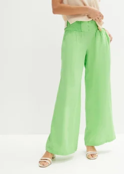 bonprix bonprix Pantalón Marlene de mezcla vaporosa de lino Verde apio Sale