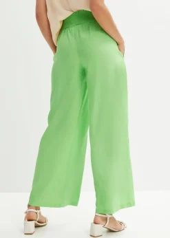 bonprix bonprix Pantalón Marlene de mezcla vaporosa de lino Verde apio Sale