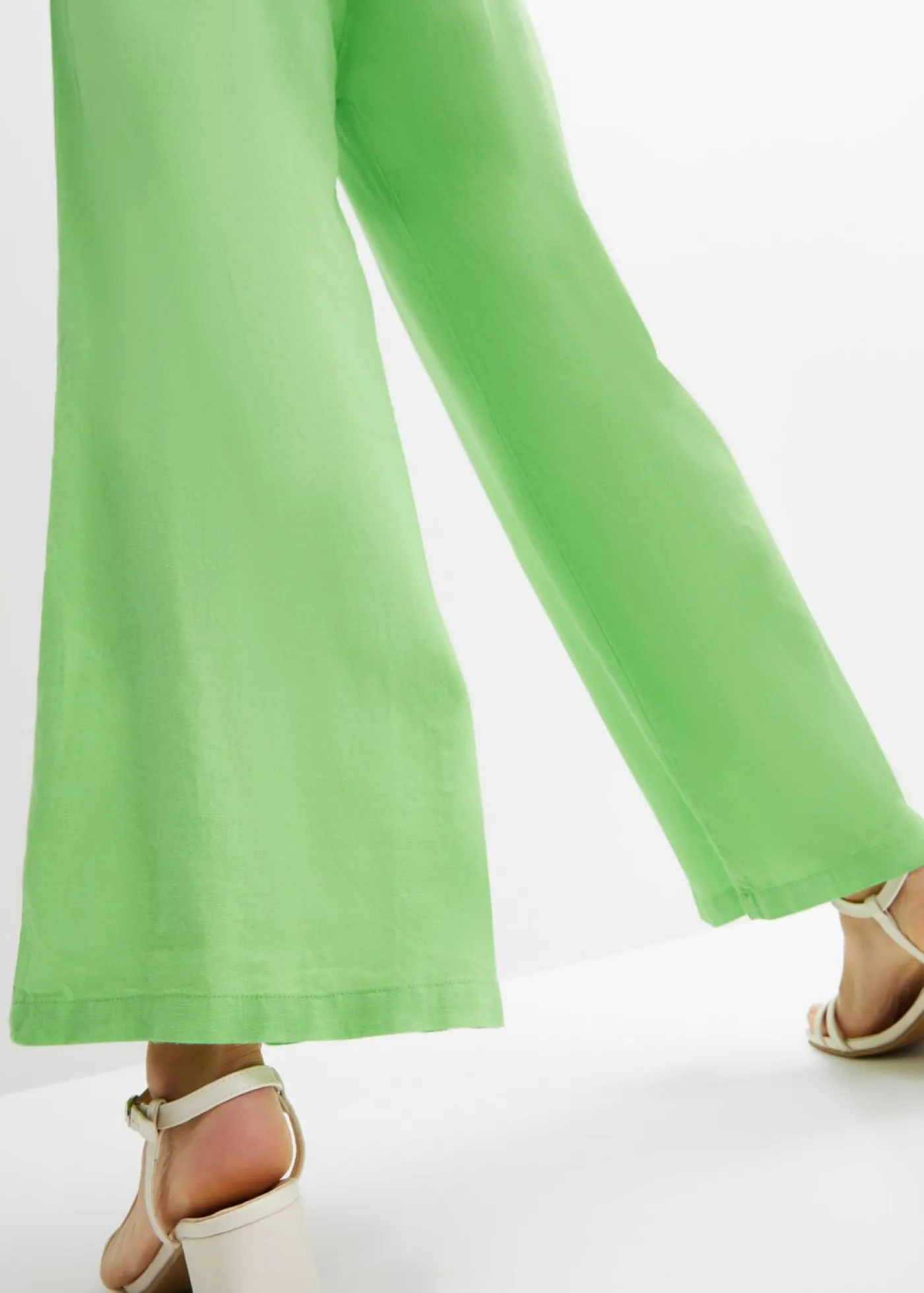 bonprix bonprix Pantalón Marlene de mezcla vaporosa de lino Verde apio Sale