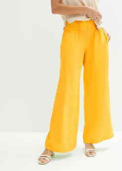 bonprix bonprix Pantalón Marlene de mezcla vaporosa de lino Amarillo narciso Best