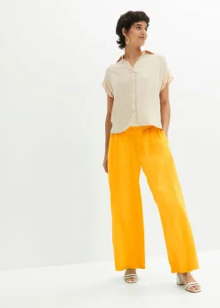 bonprix bonprix Pantalón Marlene de mezcla vaporosa de lino Amarillo narciso Best