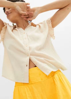 bonprix bonprix Pantalón Marlene de mezcla vaporosa de lino Amarillo narciso Best