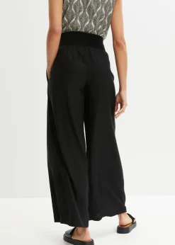 bonprix bonprix Pantalón Marlene de mezcla vaporosa de lino Negro Outlet