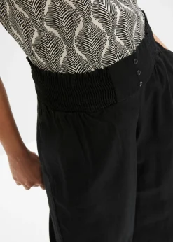 bonprix bonprix Pantalón Marlene de mezcla vaporosa de lino Negro Outlet