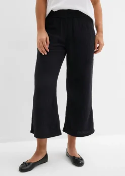 bonprix bonprix Pantalón Marlene de muselina de algodón Negro New
