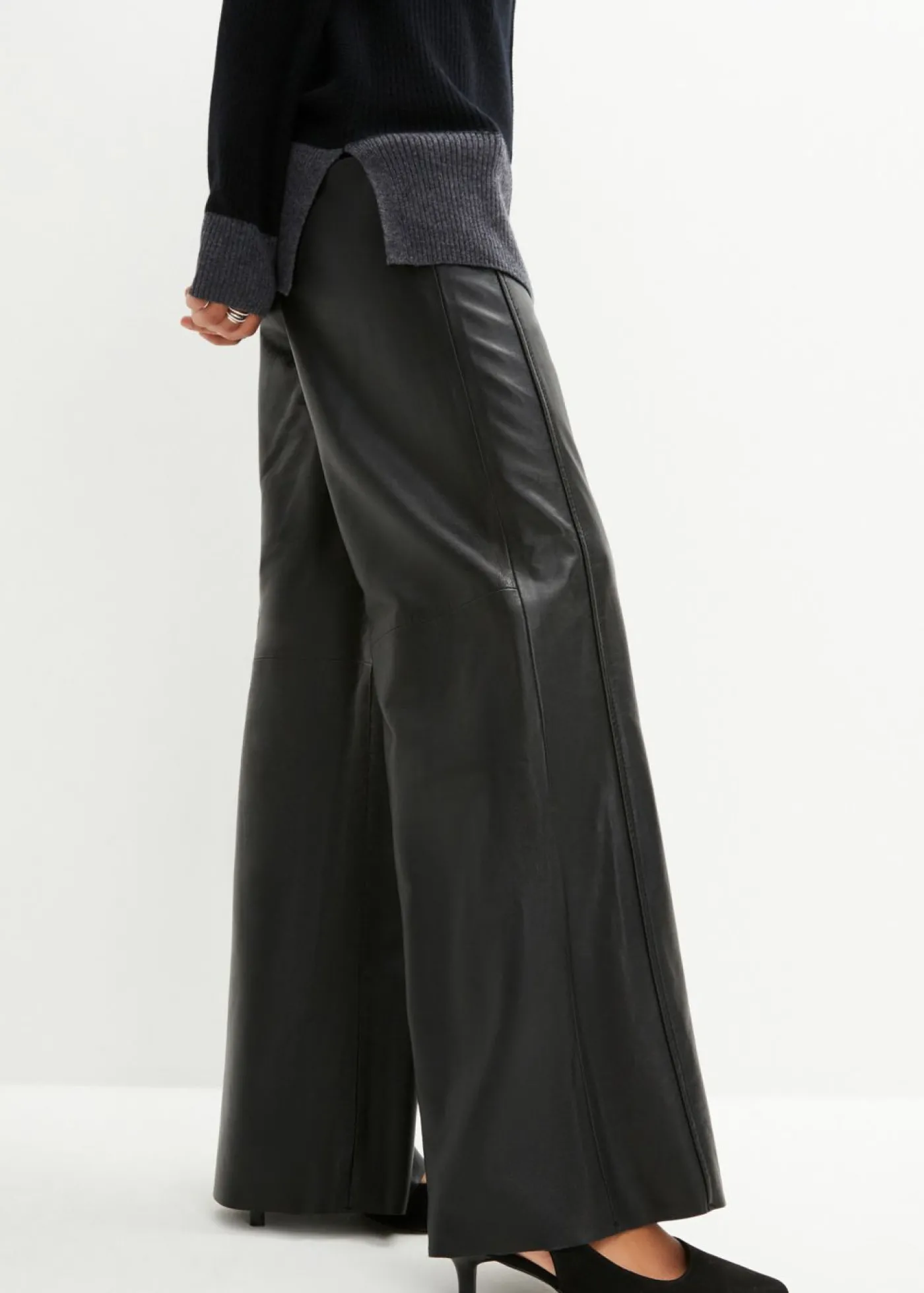 bonprix bonprix Pantalón Marlene de napa de cordero Negro Sale