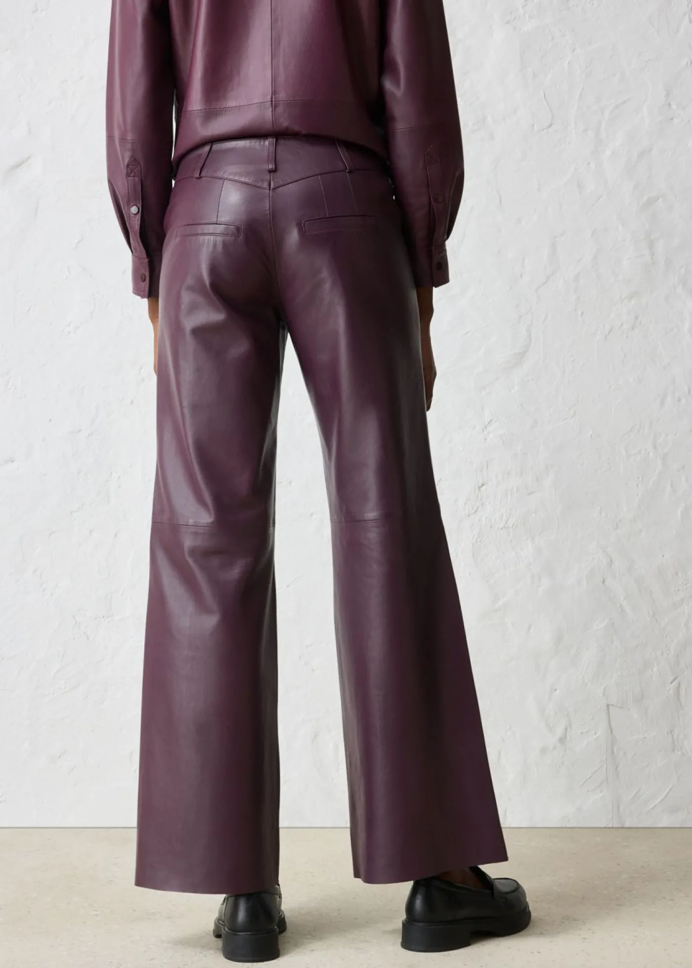 bonprix bonprix Pantalón Marlene de napa de cordero rojo burdeos Discount