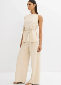 bonprix bonprix Pantalón Marlene de piqué gris guijarro Sale