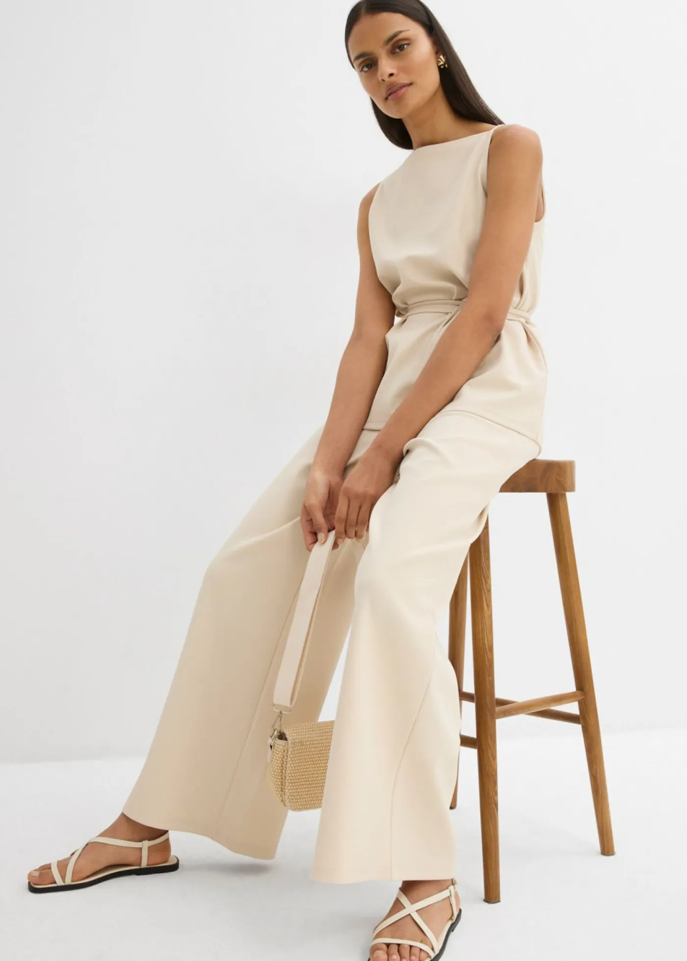 bonprix bonprix Pantalón Marlene de piqué gris guijarro Sale
