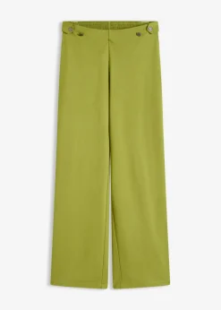 bonprix bonprix Pantalón Marlene de Punto di Roma con cinta de satén musgo New