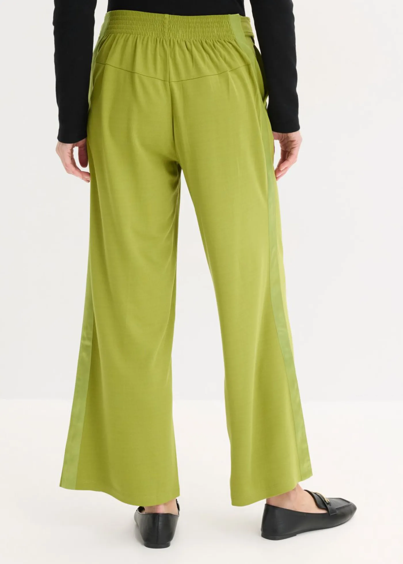 bonprix bonprix Pantalón Marlene de Punto di Roma con cinta de satén musgo New