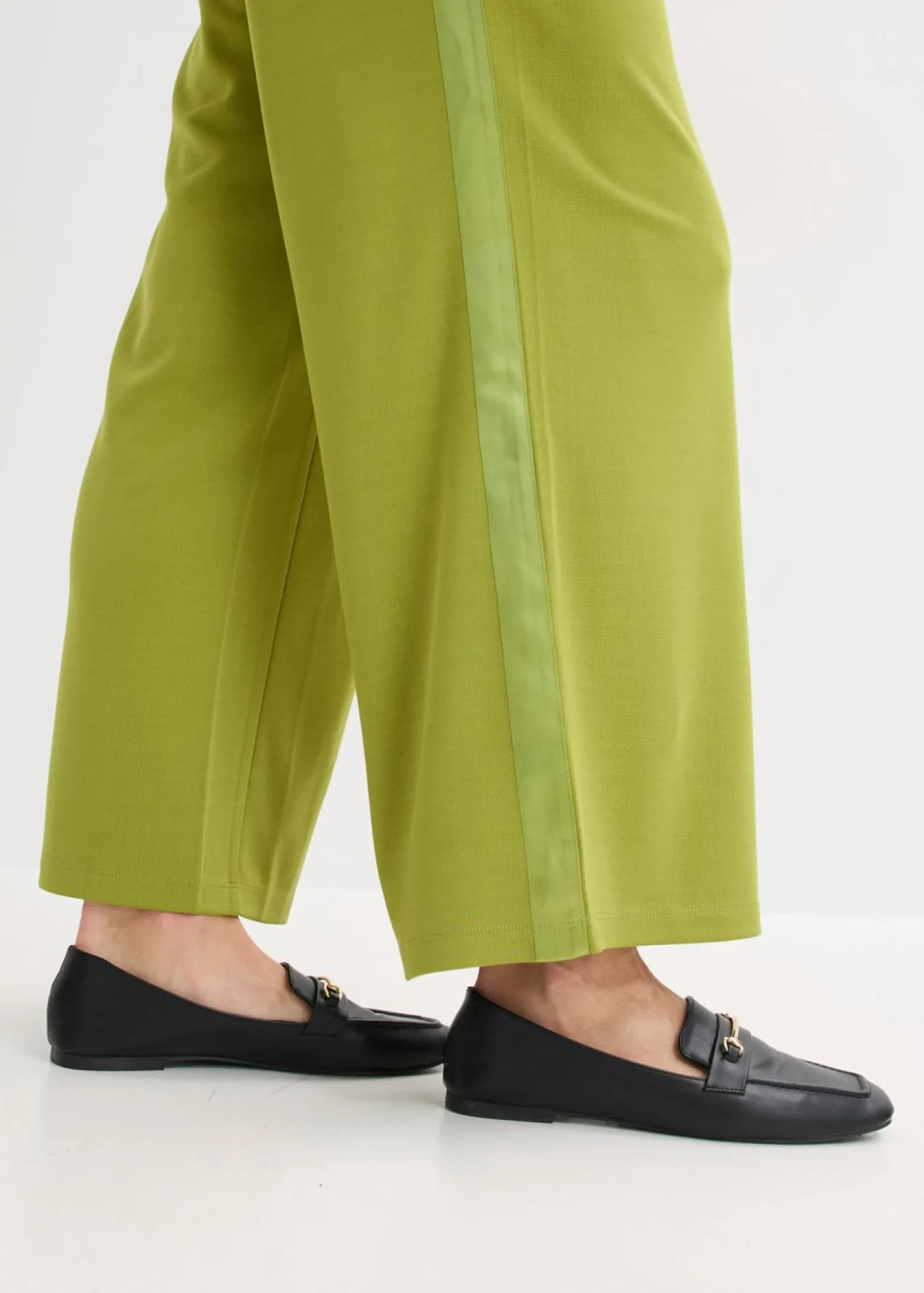 bonprix bonprix Pantalón Marlene de Punto di Roma con cinta de satén musgo New