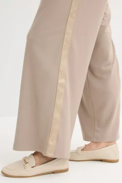 bonprix bonprix Pantalón Marlene de Punto di Roma con cinta de satén Marrón grisáceo Outlet