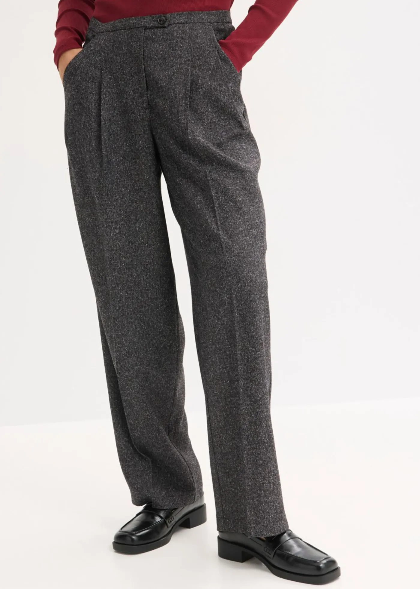 bonprix bonprix Pantalón Marlene de suave mezcla de viscosa Gris jaspeado Clearance