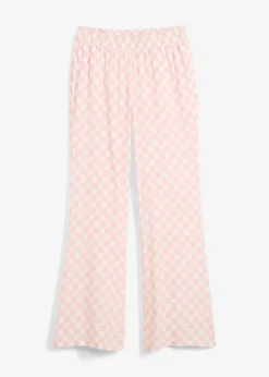 bonprix bonprix Pantalón Marlene de viscosa fluida con estampado de cuadros cuarzo rosa-blanco lana a cuadros Clearance