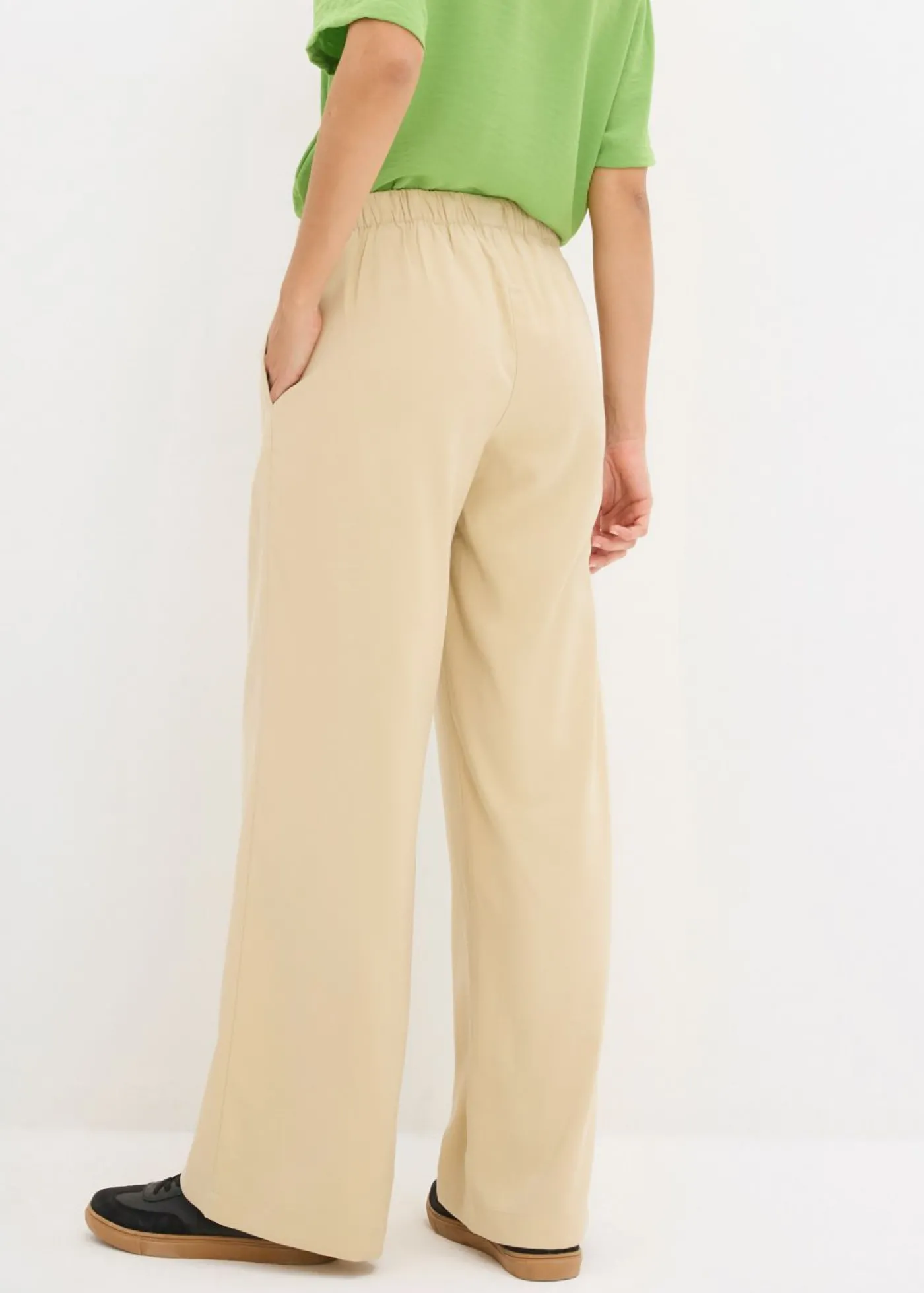 bonprix bonprix Pantalón Marlene de viscosa fluida Beige verdoso Discount