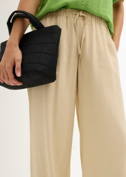 bonprix bonprix Pantalón Marlene de viscosa fluida Beige verdoso Discount