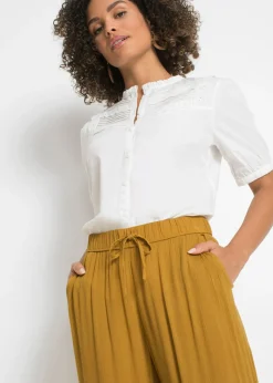 bonprix bonprix Pantalón Marlene de viscosa fluida Amarillo Outlet