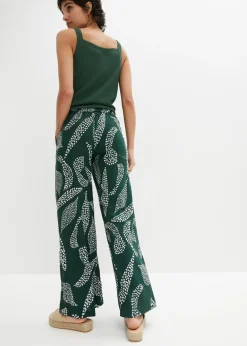 bonprix bonprix Pantalón Marlene de viscosa verde oscuro/naranja oscuro Online