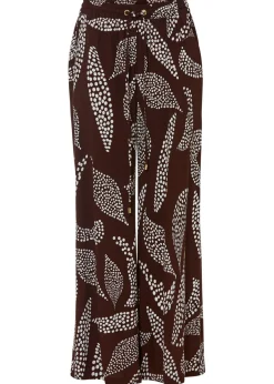 bonprix bonprix Pantalón Marlene de viscosa marrón tierra/naranja oscuro Outlet
