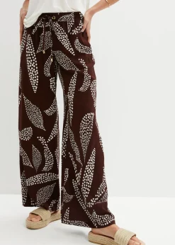 bonprix bonprix Pantalón Marlene de viscosa marrón tierra/naranja oscuro Outlet