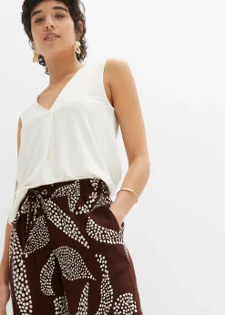 bonprix bonprix Pantalón Marlene de viscosa marrón tierra/naranja oscuro Outlet