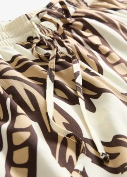 bonprix bonprix Pantalón Marlene de viscosa fluida crudo-marrón oscuro-beige nuevo New