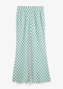 bonprix bonprix Pantalón Marlene de viscosa fluida con estampado de cuadros salvia ahumado-blanco lana a cuadros Clearance
