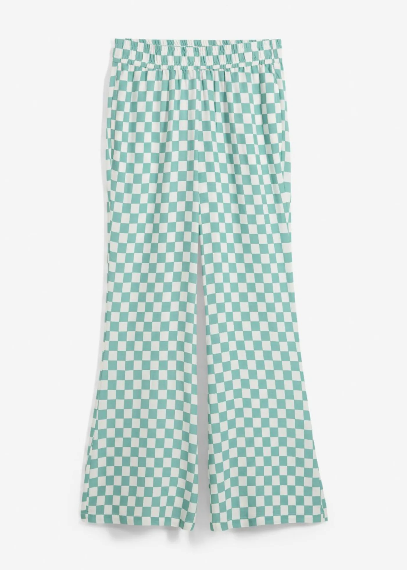 bonprix bonprix Pantalón Marlene de viscosa fluida con estampado de cuadros salvia ahumado-blanco lana a cuadros Clearance